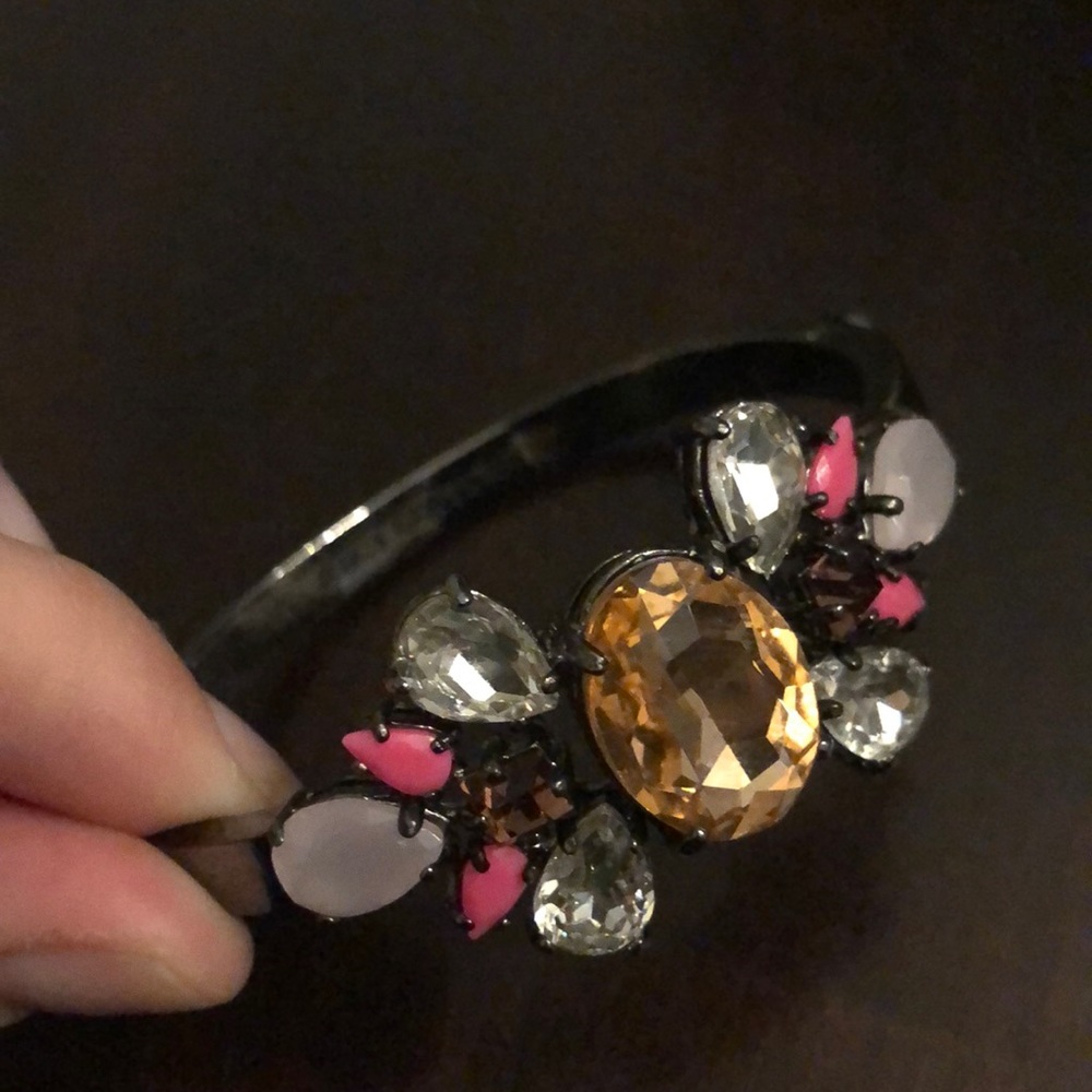 Juicy bangle diamond bracelet w/ pink accent